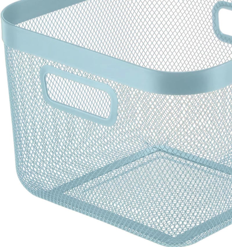 AJIODA Metal Mesh Steel Baskets, Household Wire Storage Organizer Bin Garden Harvest Basket Multi-functional Fruit Baskets with Handles for Kitchen Bathroom Picnic Shopping Decor Cabinet Home, Blue - Image 4